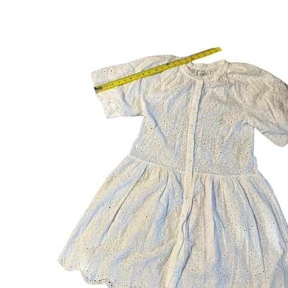 Stitchdrop Womens White Short Sleeve Baby Doll Dress Size Medium Hole Patterned - Picture 4 of 12